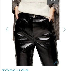 Topshop black faux leather jeans